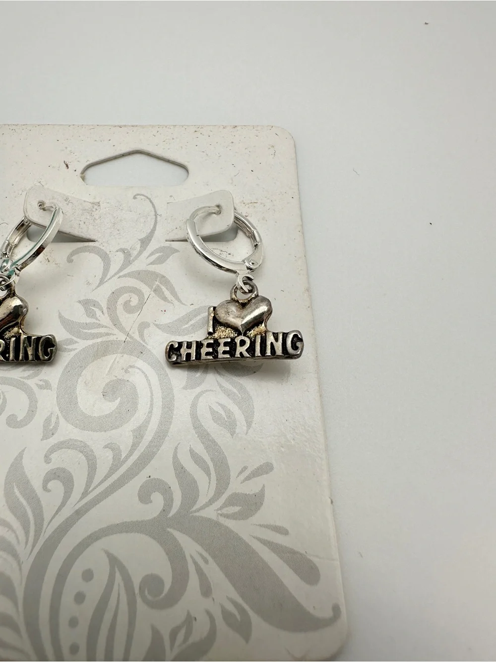 Silver 'Cheering' Hoop Charm Earrings - Silver Cheer Charms